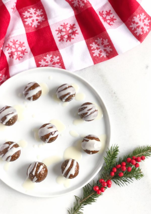 Gingerbread Protein Balls with Collagen Coconut Frosting