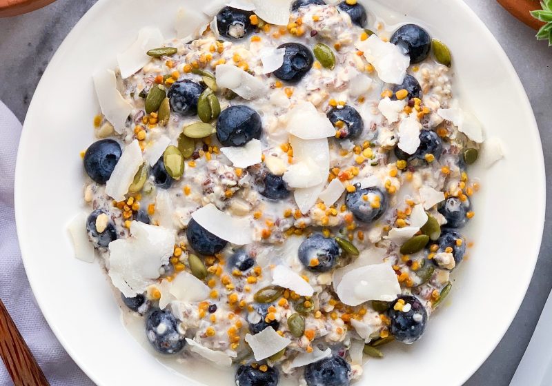 bowl of blueberry overnight oats